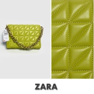 ZARA Lime Quilted Chain Strap Shoulder Bag 6233/810/097